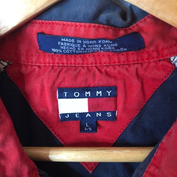 Men's Tommy Hilfiger button down Long Sleeve Shirt Blue/Red/Cream Size Large - Picture 7 of 7